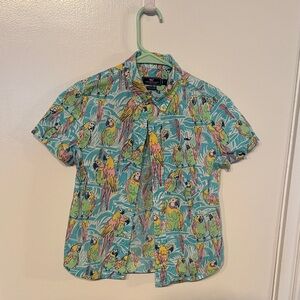 Vineyard Vines Kids Tropical Parrot Print Button Down Shirt PARTY!